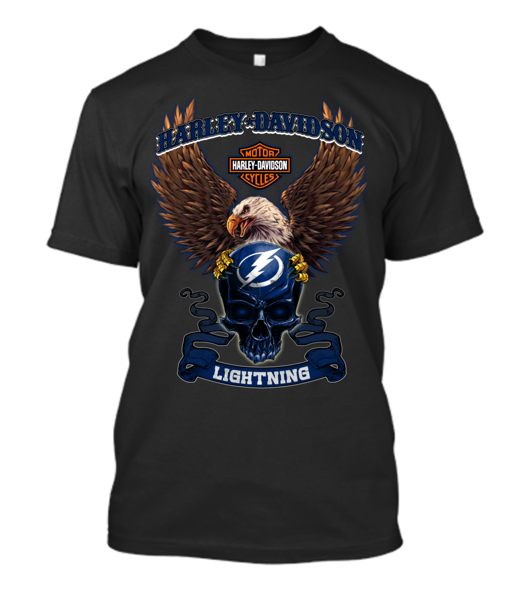 Harley Davidson Tampa Bay Lightning Eagle Skull T-Shirt