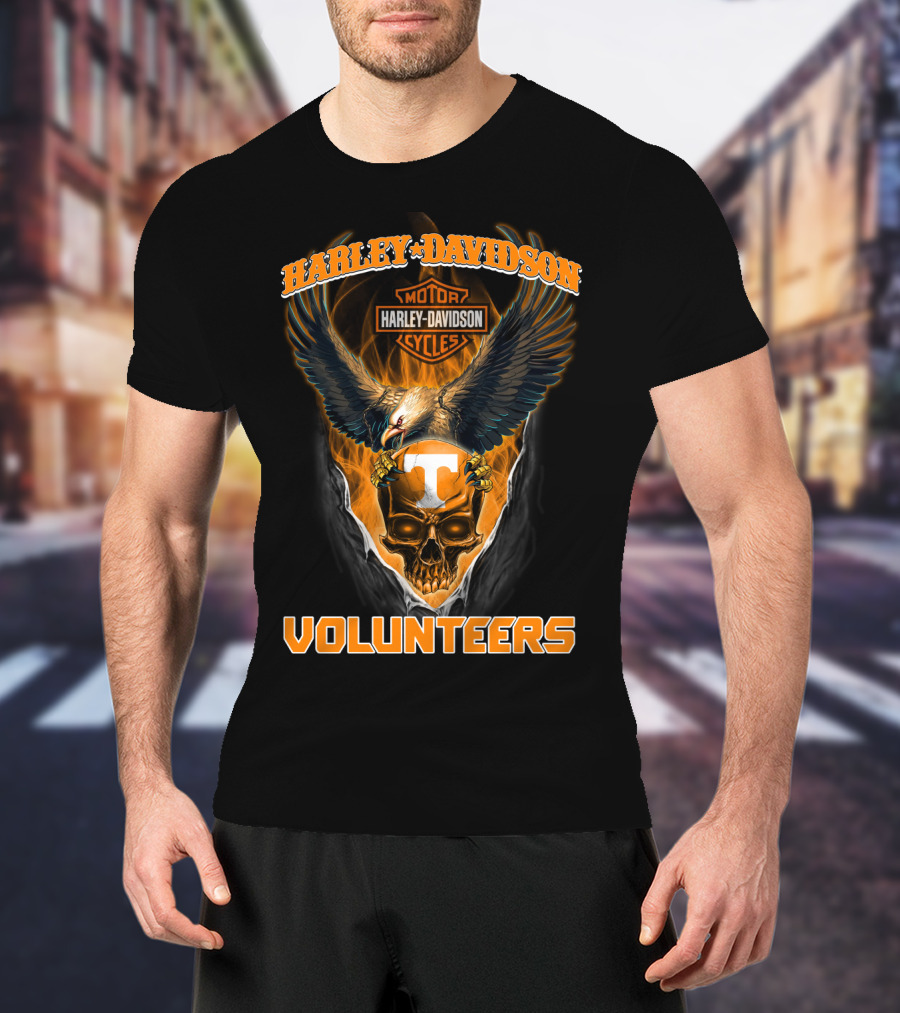 Harley Davidson Motor Cycles Volunteers Eagle Skull T T-Shirt