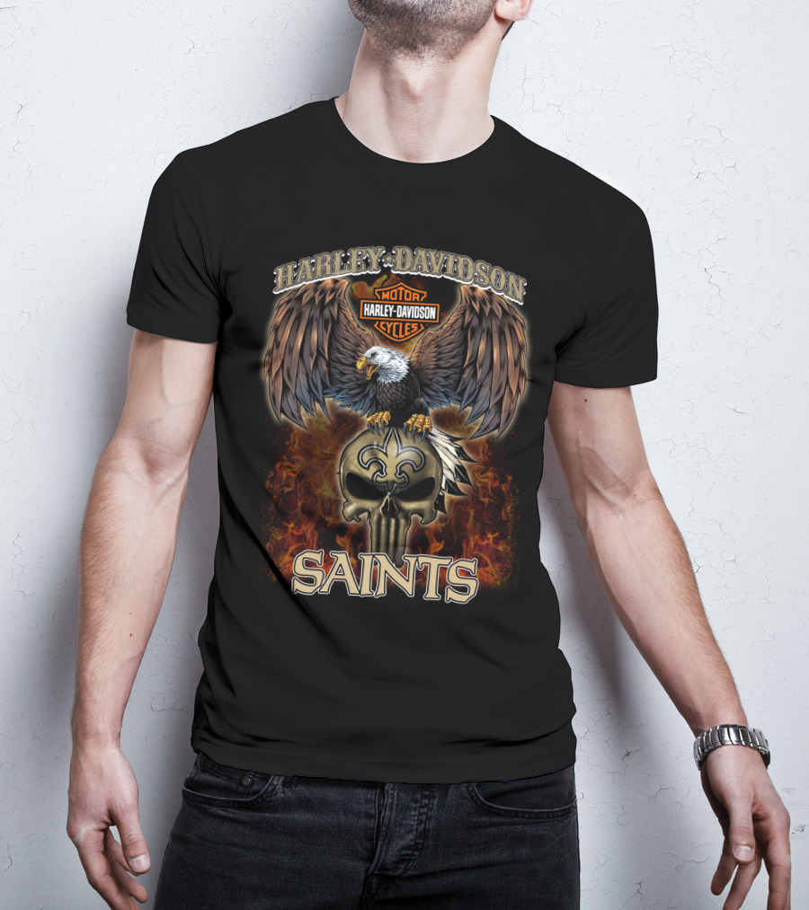 Harley Davidson Motorcycles Eagle Saints T-Shirt