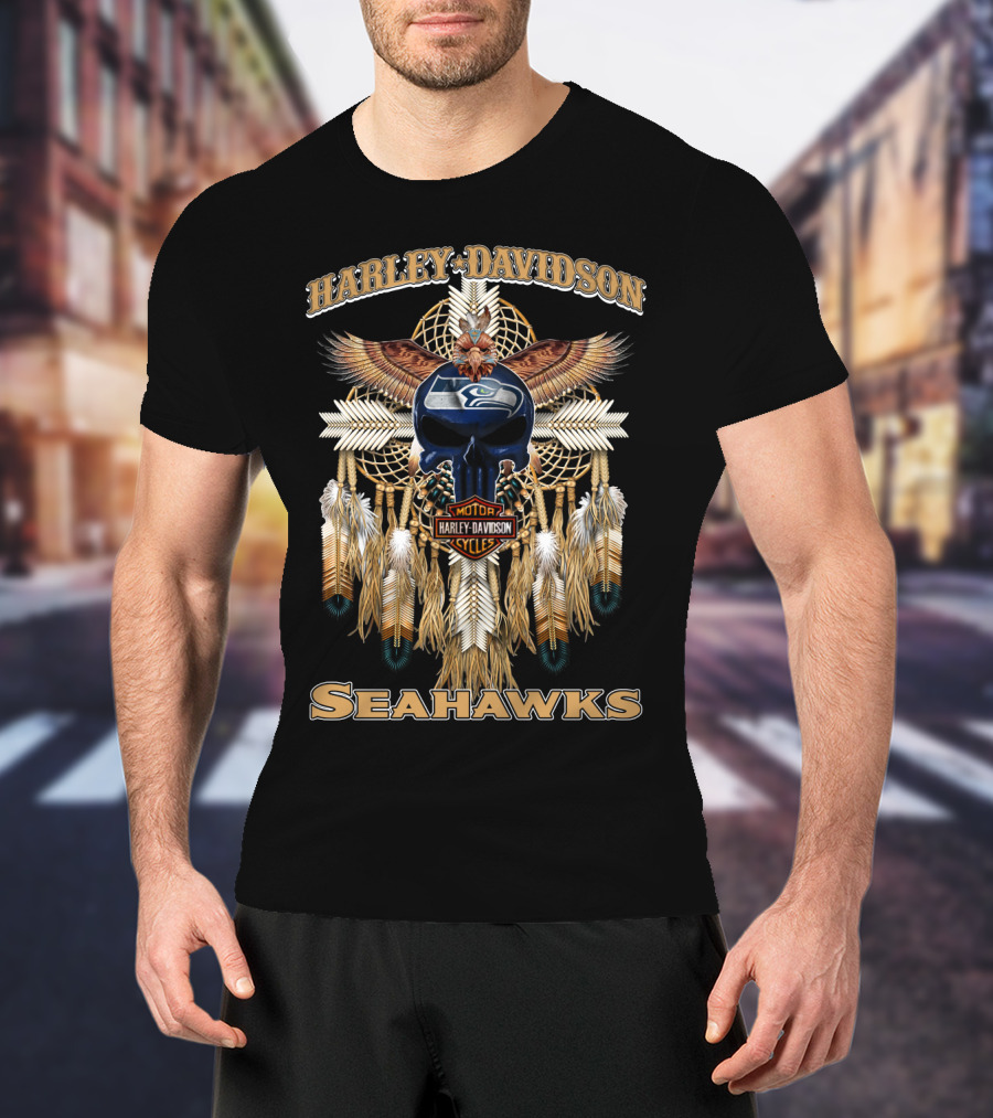 Harley Davidson Seahawks Motorcycles Dreamcatcher T-Shirt