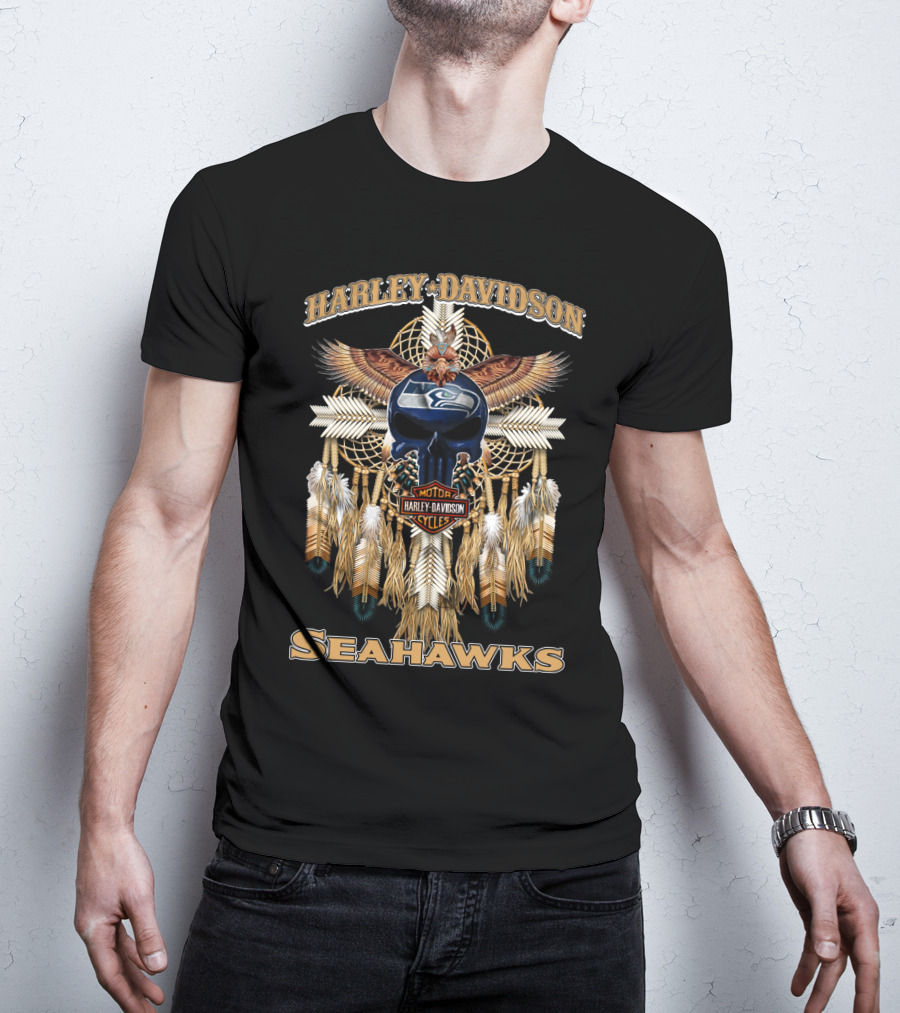 Harley Davidson Seahawks Motorcycles Dreamcatcher T-Shirt