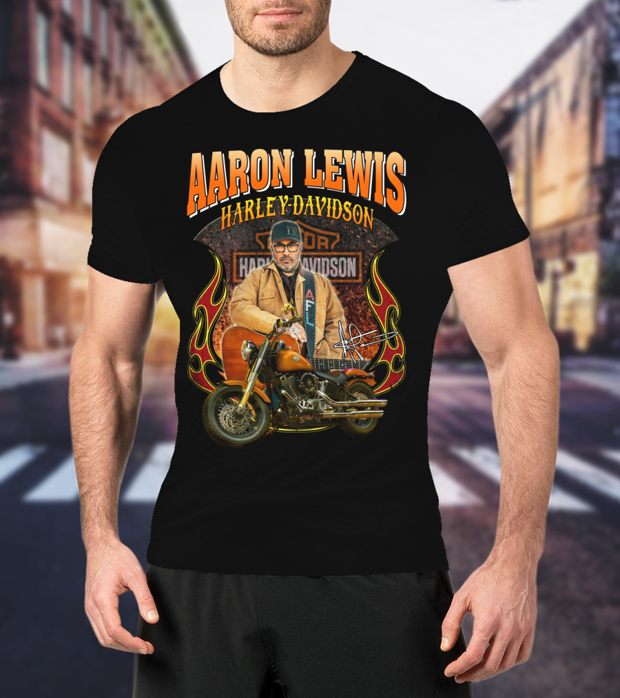 Aaron Lewis Harley Davidson Motorcycle Flame T-Shirt