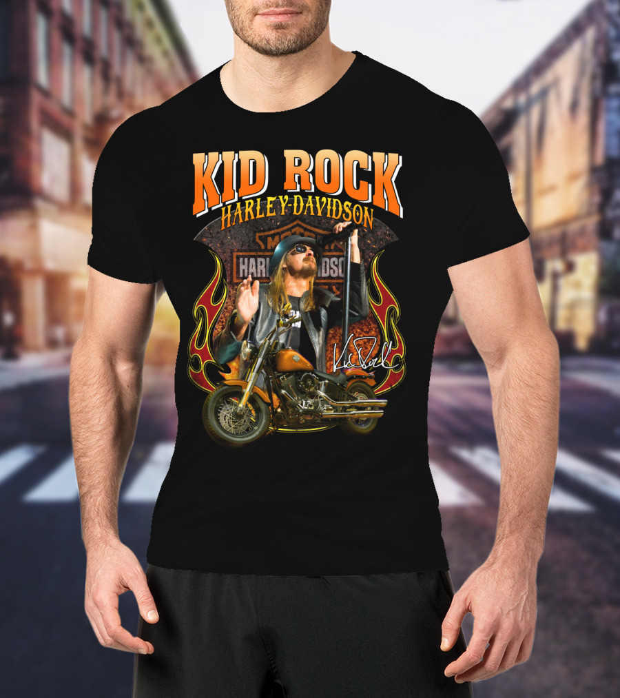 Kid Rock Harley Davidson Motorcycle Flames Promo T-Shirt