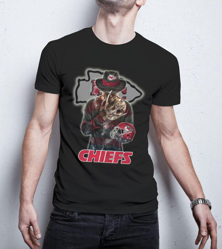 M2 Jason Voorhees Kansas City Chiefs Freddy Krueger Crossover Chiefs T-Shirt