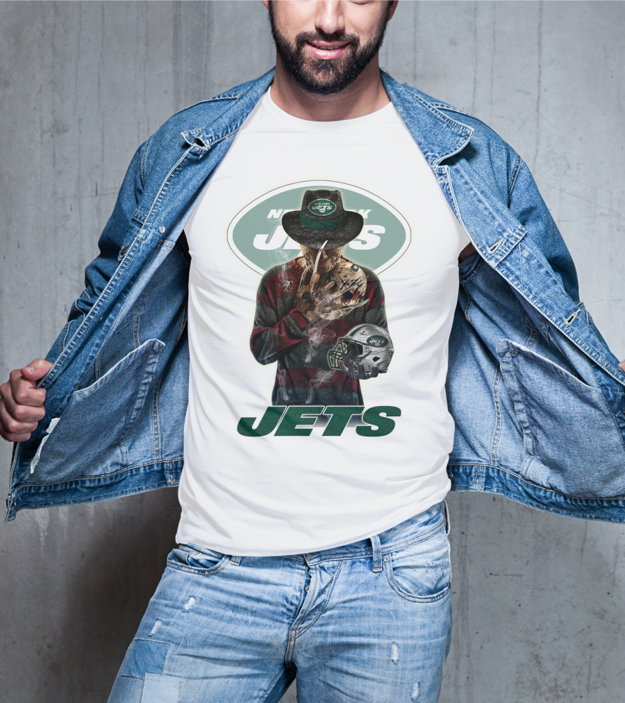 Jason Voorhees New York Jets Freddy Krueger Crossover NFL Football Fan T-Shirt