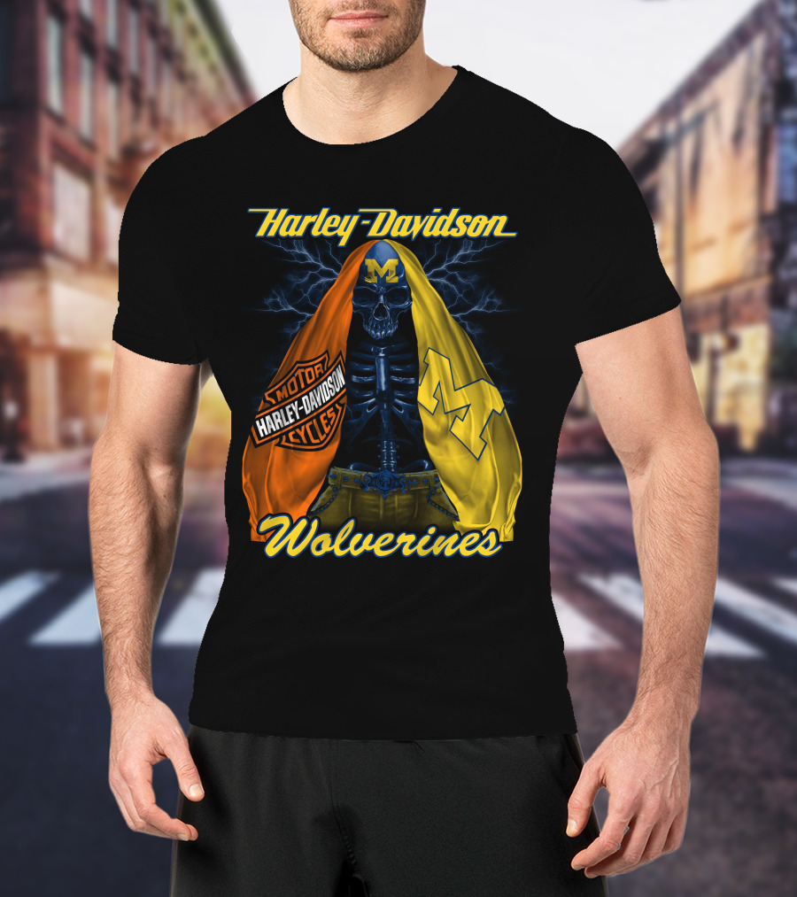 Harley Davidson Motorcycles Michigan Wolverines M2D23 T-Shirt