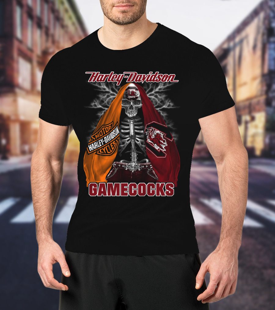 Harley Davidson South Carolina Gamecocks Skeleton Logo M2D23 T-Shirt