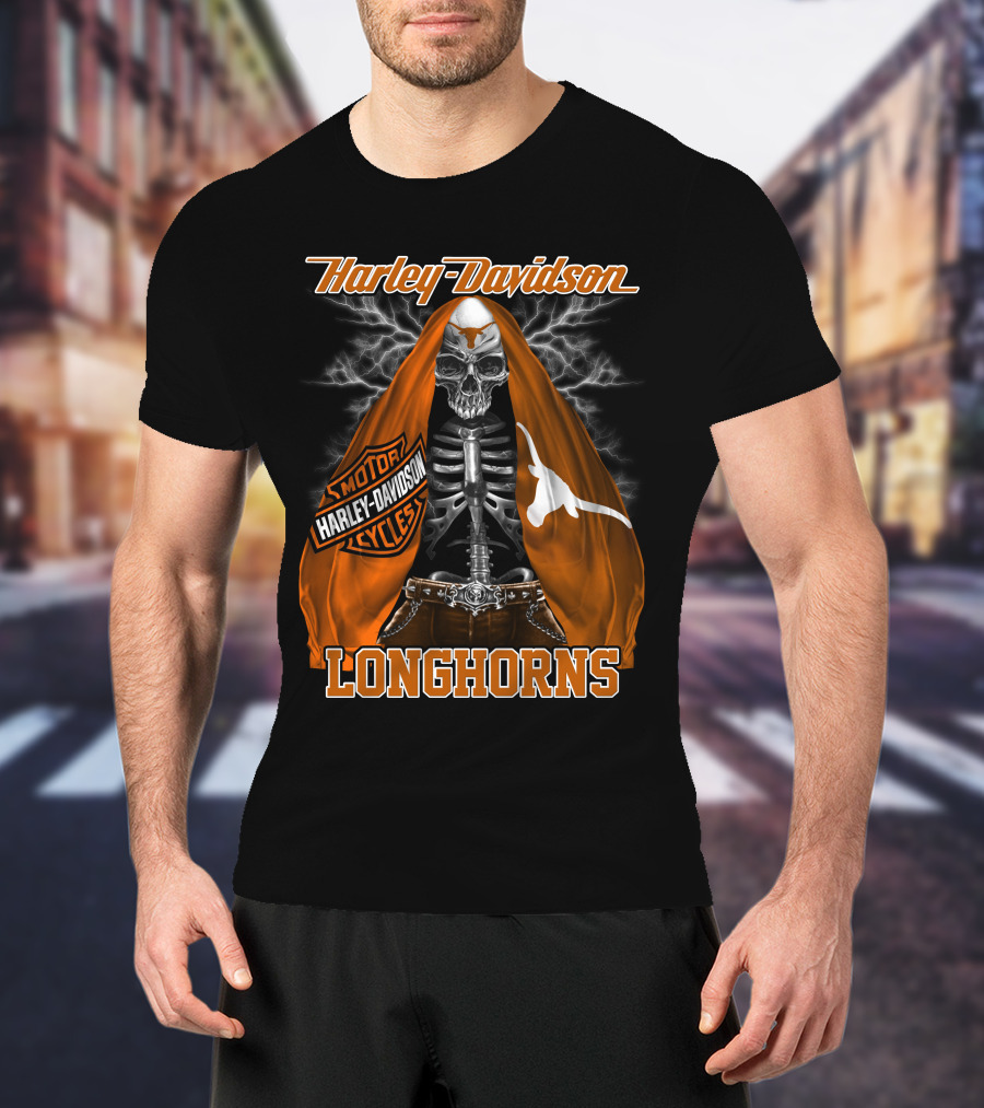 Harley Davidson Motorcycles Skeleton Longhorns T-Shirt