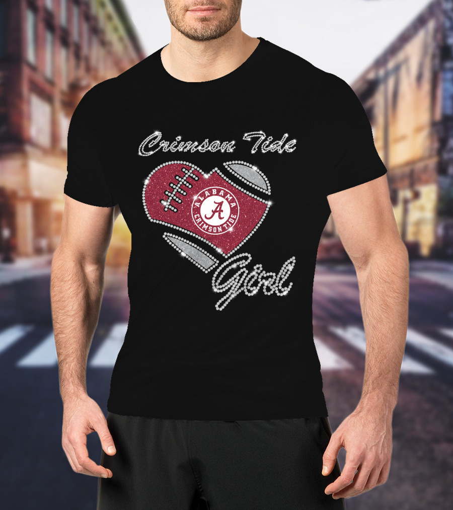 Crimson Tide Girl Alabama Crimson Tide Football Heart T-Shirt