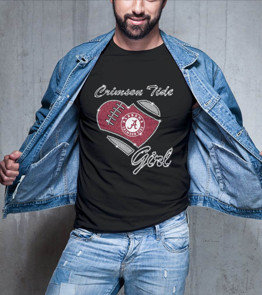 Crimson Tide Girl Alabama Crimson Tide Football Heart T-Shirt
