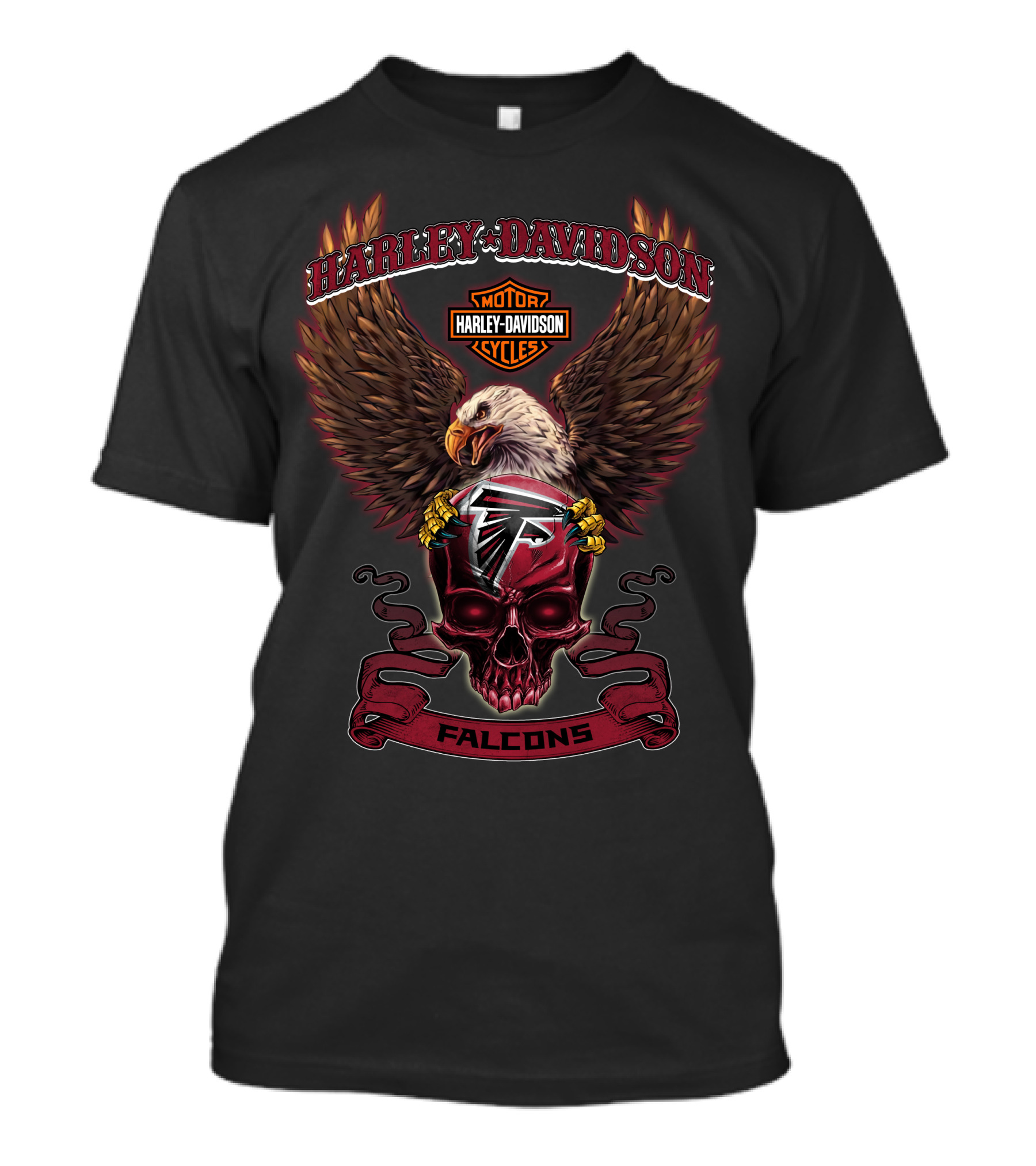 Harley Davidson Falcons Atlanta Nfl Bald Eagle Skull T-Shirt
