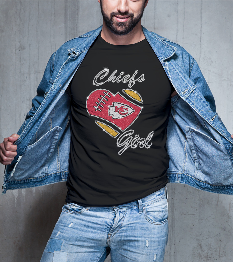 Chiefs Girl Heart Football Kc Kansas City Chiefs T-Shirt