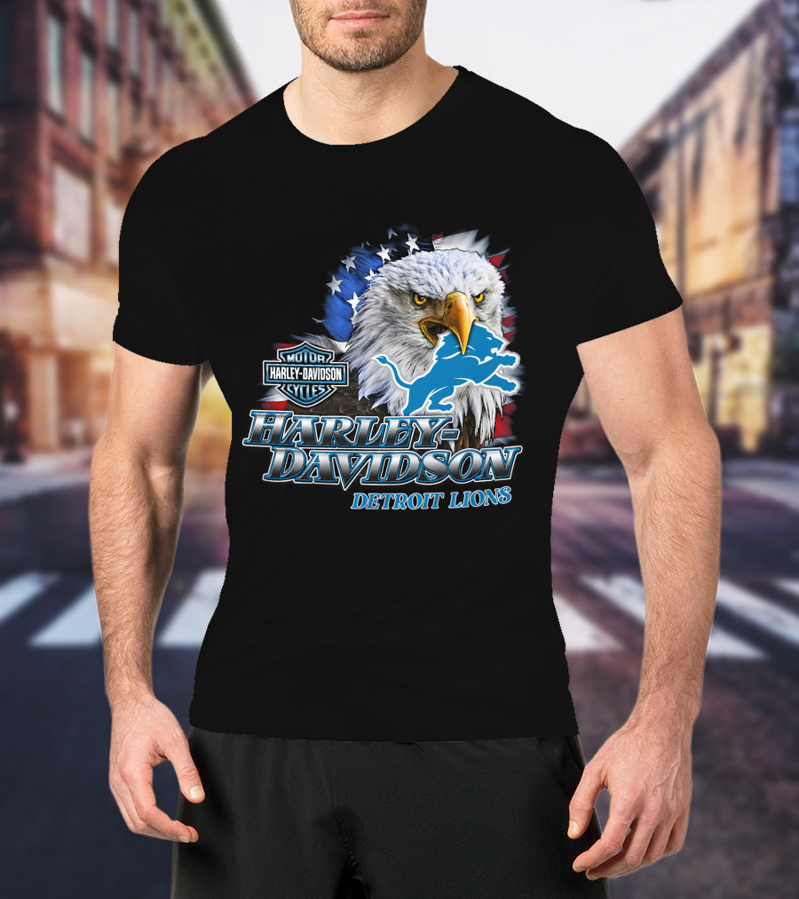 Harley Davidson Detroit Lions American Eagle T-Shirt