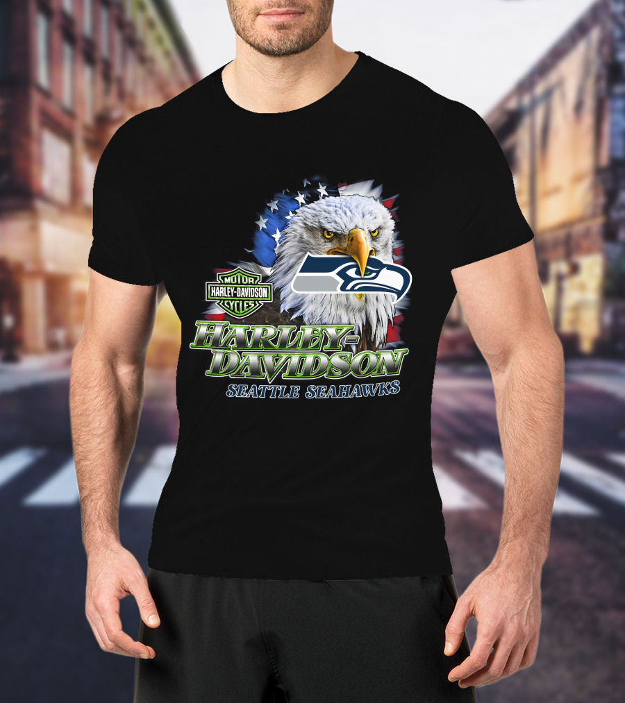 Harley Davidson Seattle Seahawks Nfl Eagles T-Shirt