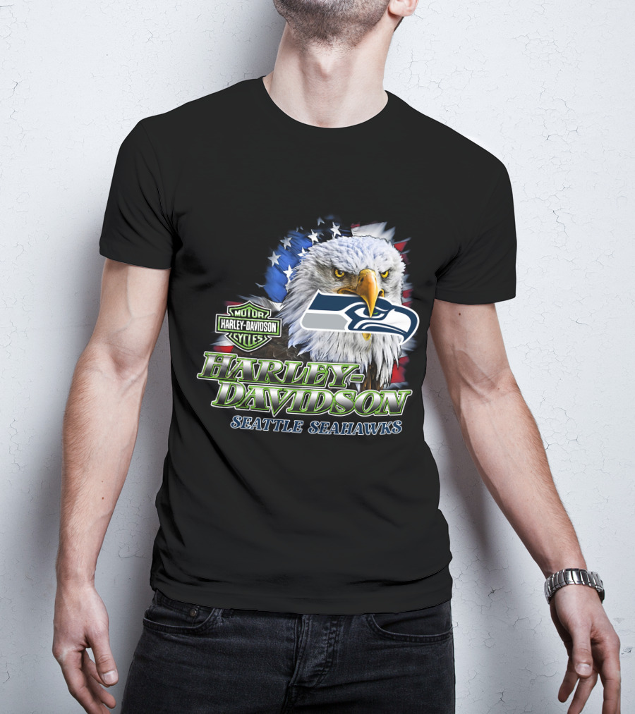 Harley Davidson Seattle Seahawks Nfl Eagles T-Shirt