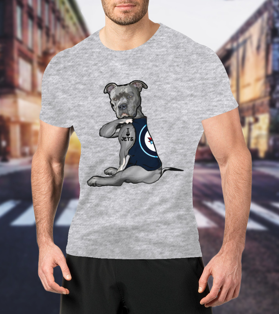 I Love Jets Pitbull Fan With Winnipeg Jets T-Shirt