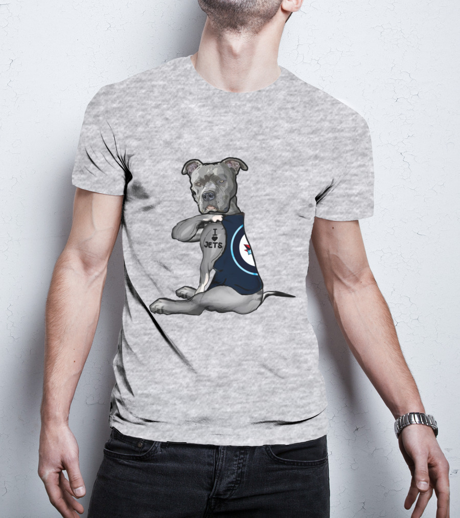 I Love Jets Pitbull Fan With Winnipeg Jets T-Shirt