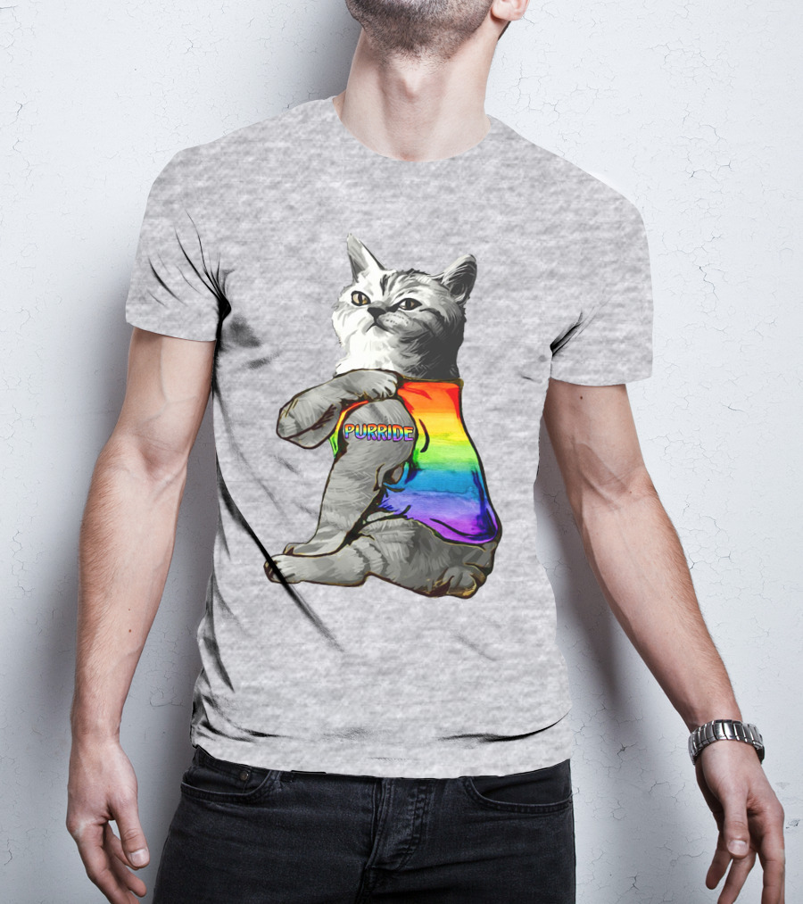 Purride Cat In Rainbow Colors T-Shirt