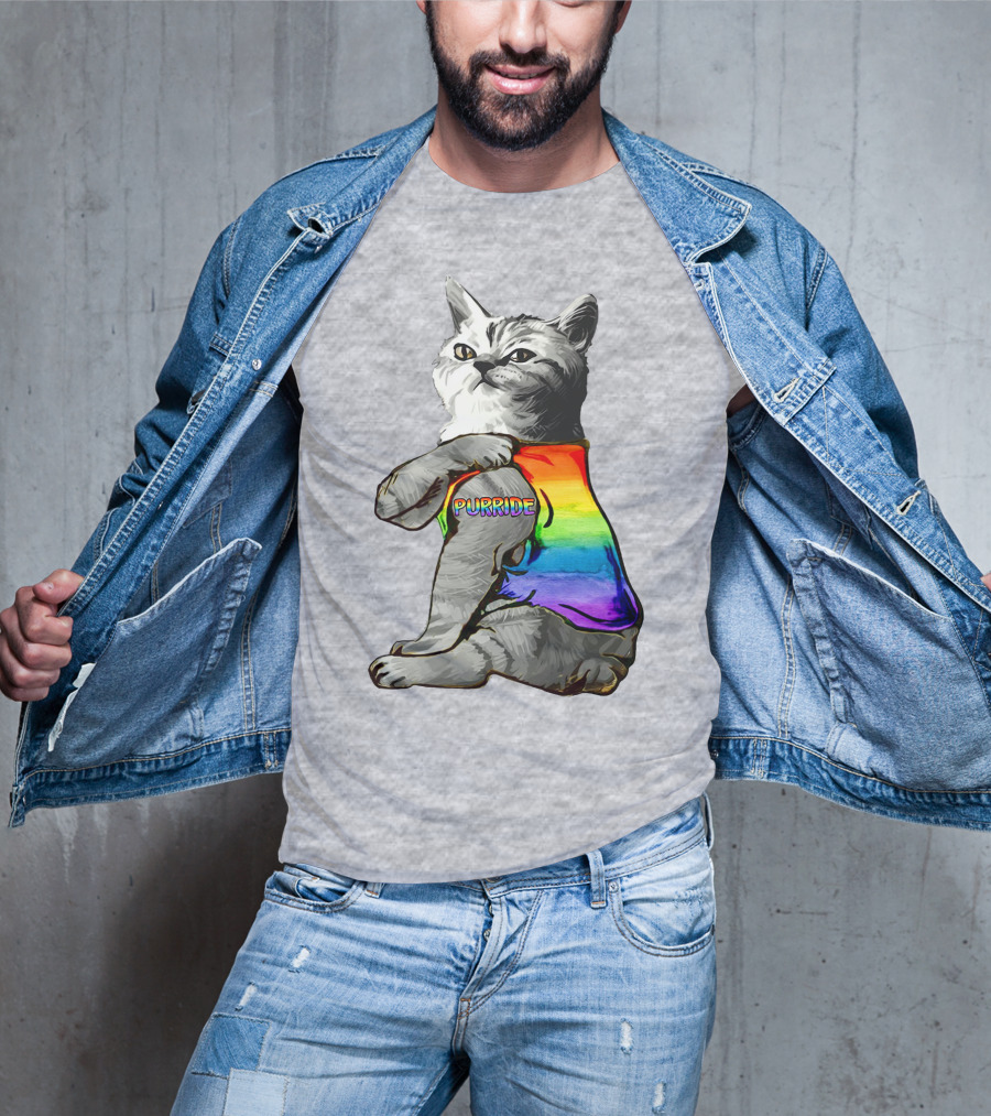 Purride Cat In Rainbow Colors T-Shirt