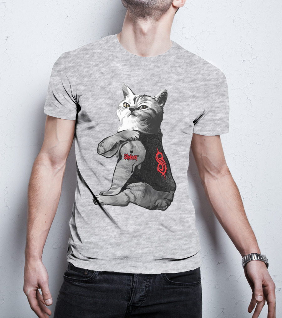 Slipknot Cat With Logo And Heart Tattoo T-Shirt