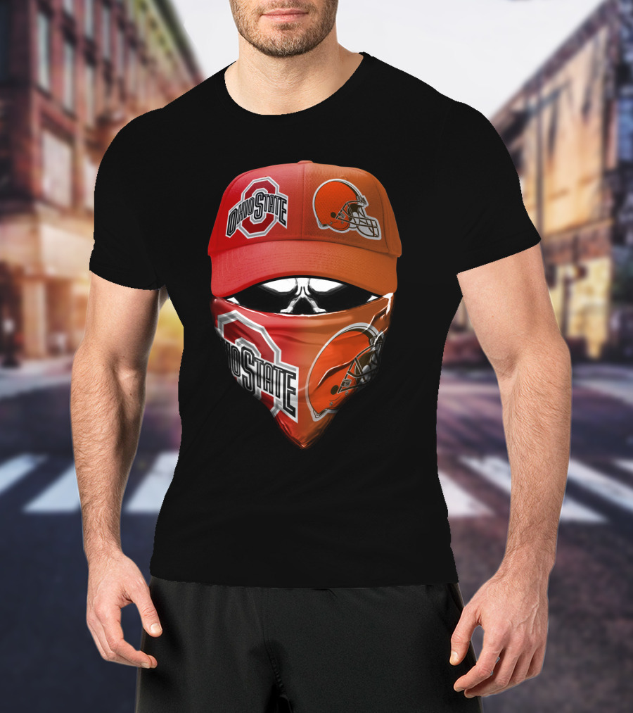 Ohio State Buckeye Browns Fan Gear Hat And Bandana Combo T-Shirt