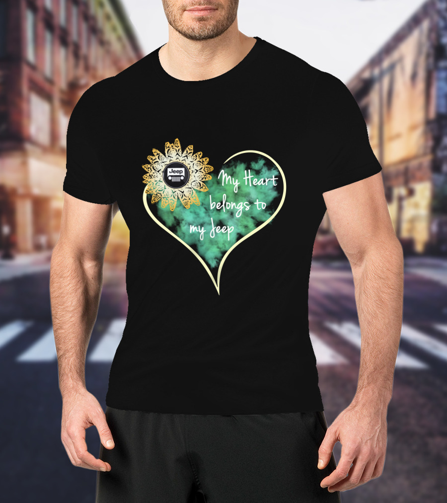 My Heart Belongs To My Jeep Sunflower T-Shirt