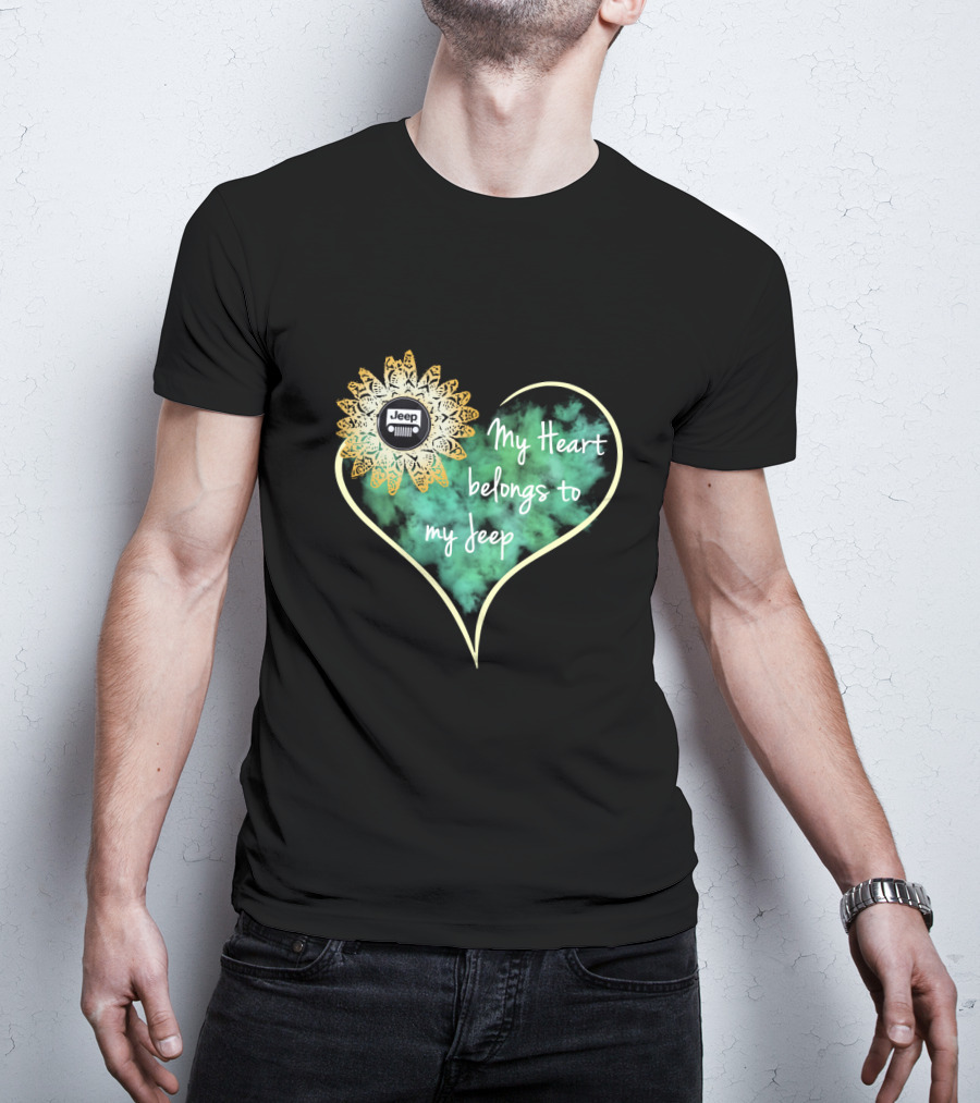 My Heart Belongs To My Jeep Sunflower T-Shirt