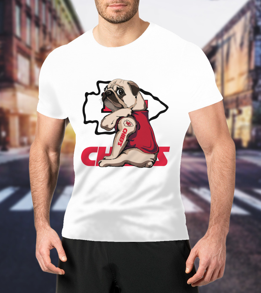 Pug Chiefs Kansas City Logo Tattoo Red Jersey T-Shirt