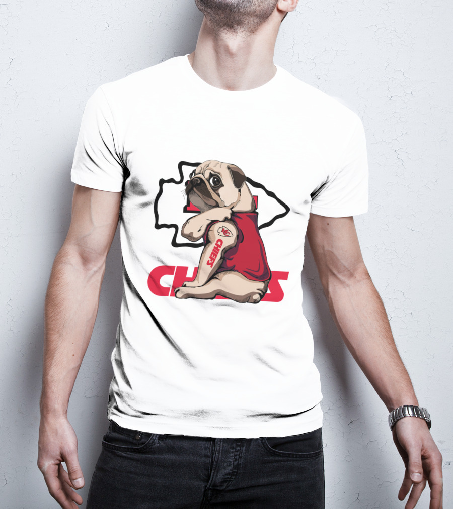 Pug Chiefs Kansas City Logo Tattoo Red Jersey T-Shirt