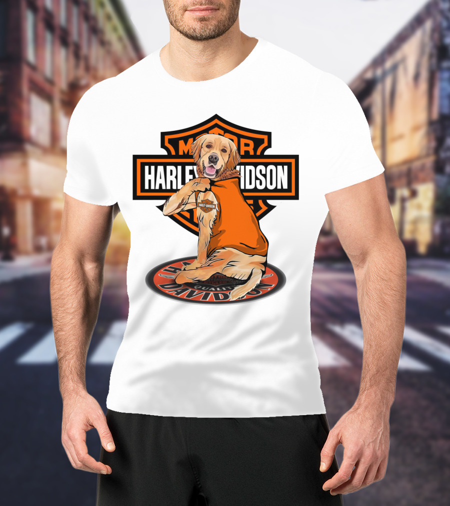 Harley Davidson Motorcycles Golden Retriever T-Shirt