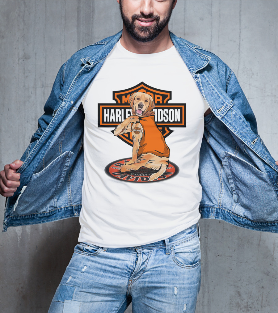 Harley Davidson Motorcycles Golden Retriever T-Shirt