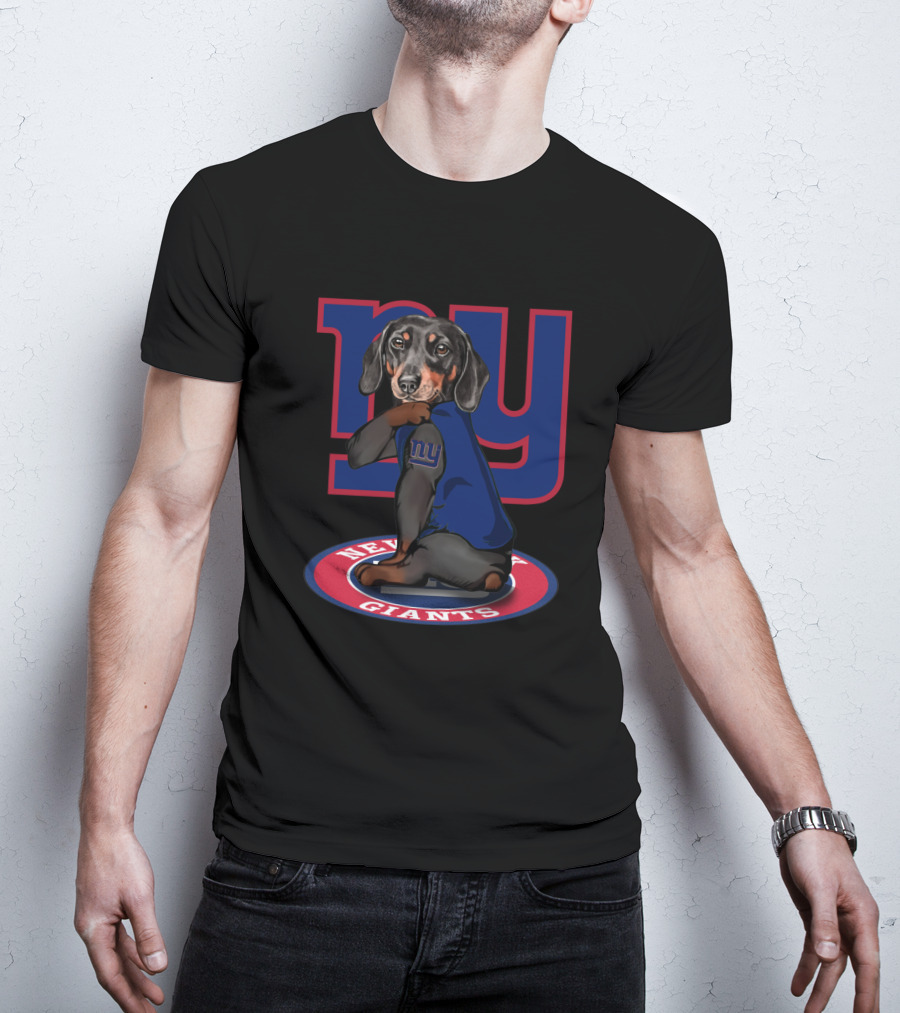 New York Giants Dachshund Ny Giants Sports Fan Football Canine T-Shirt