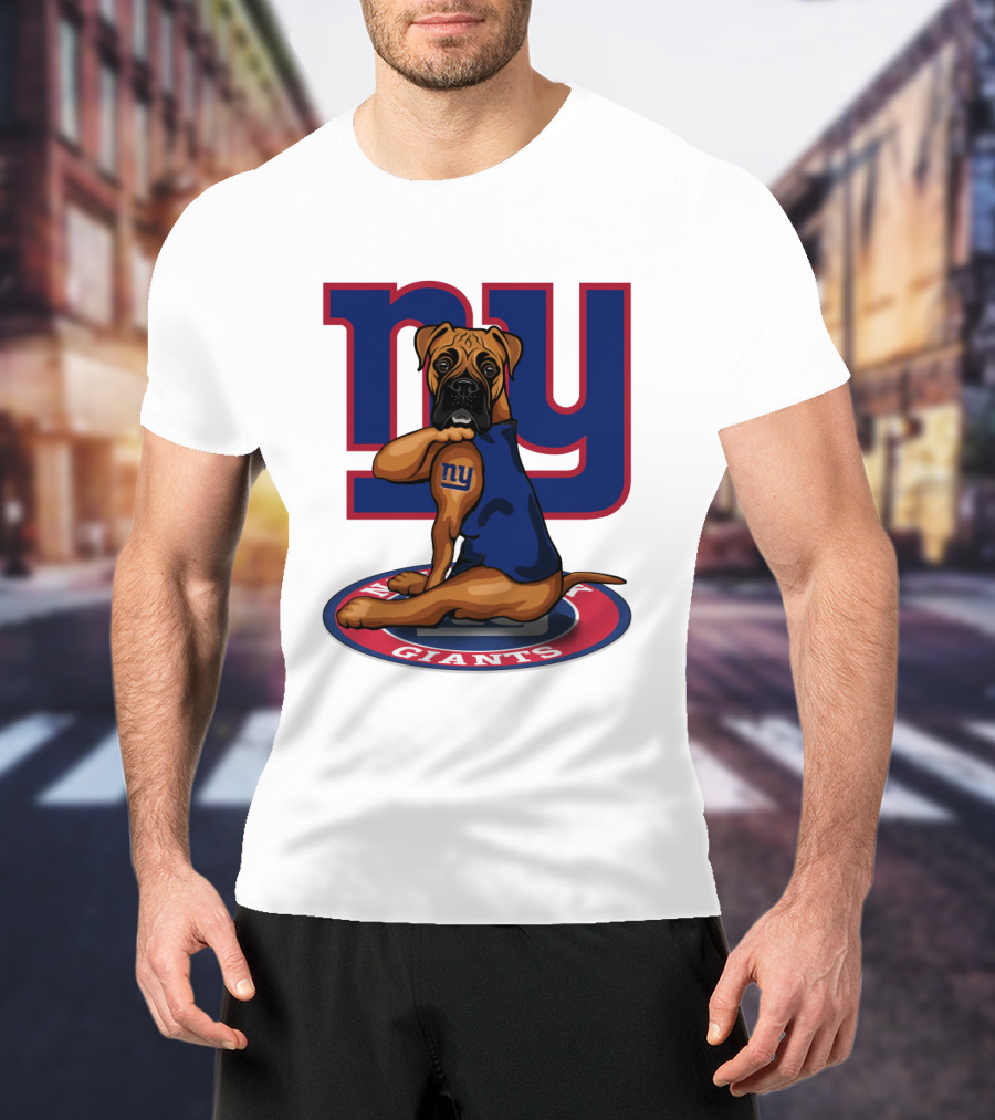 NY Giants Boxer Dog T-Shirt
