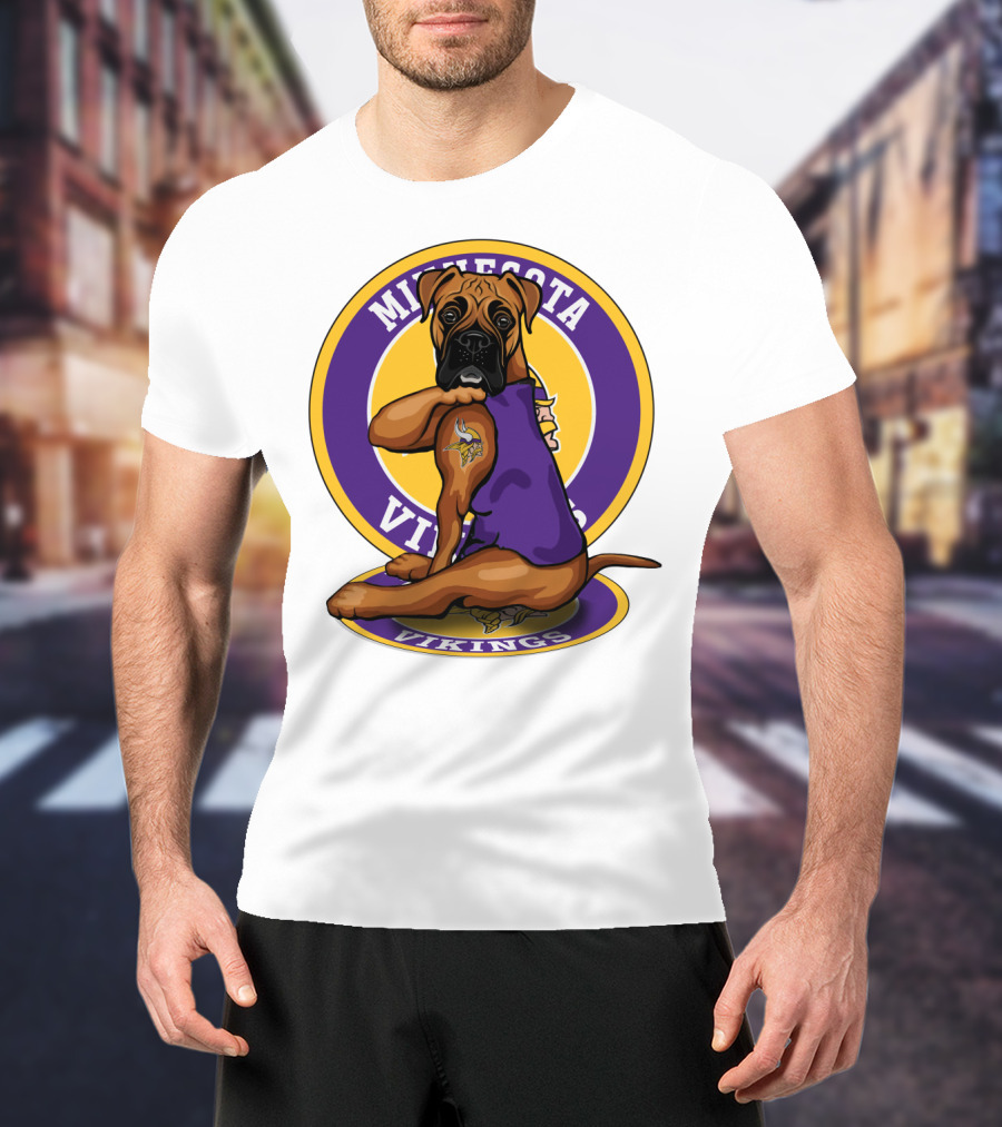 Minnesota Vikings Boxer Dog Tattoo T-Shirt