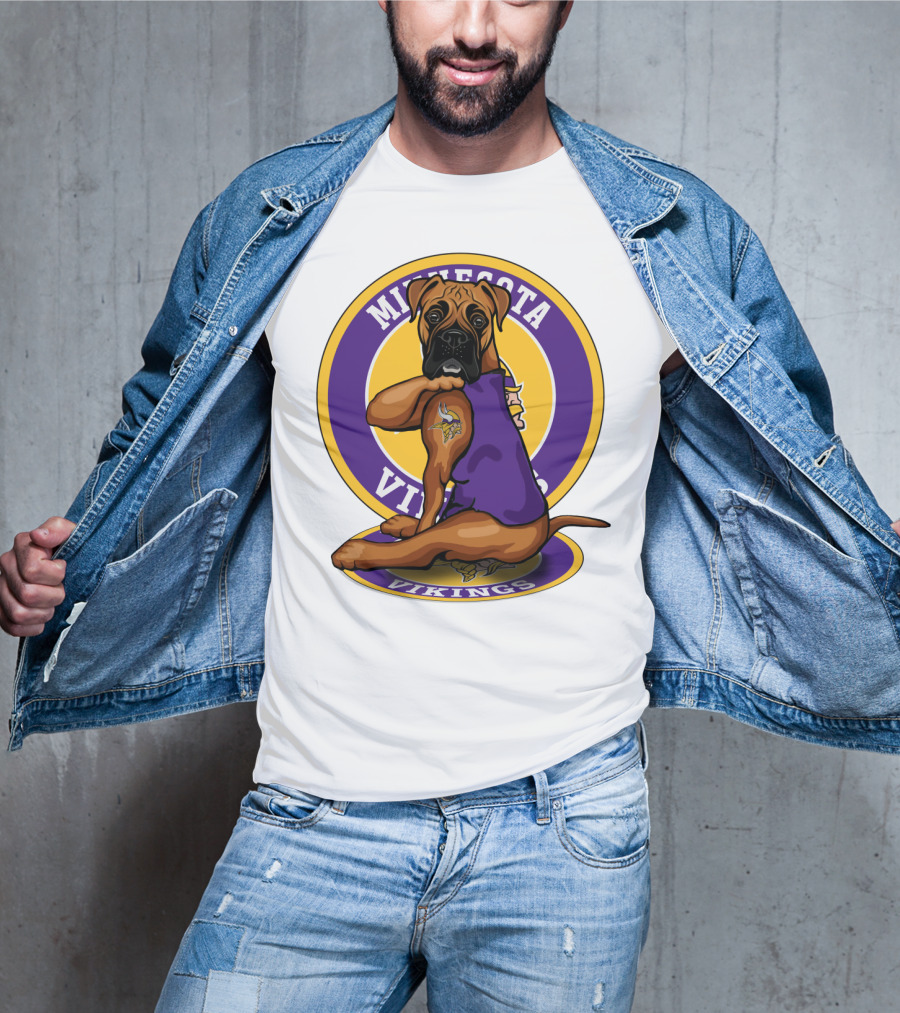 Minnesota Vikings Boxer Dog Tattoo T-Shirt