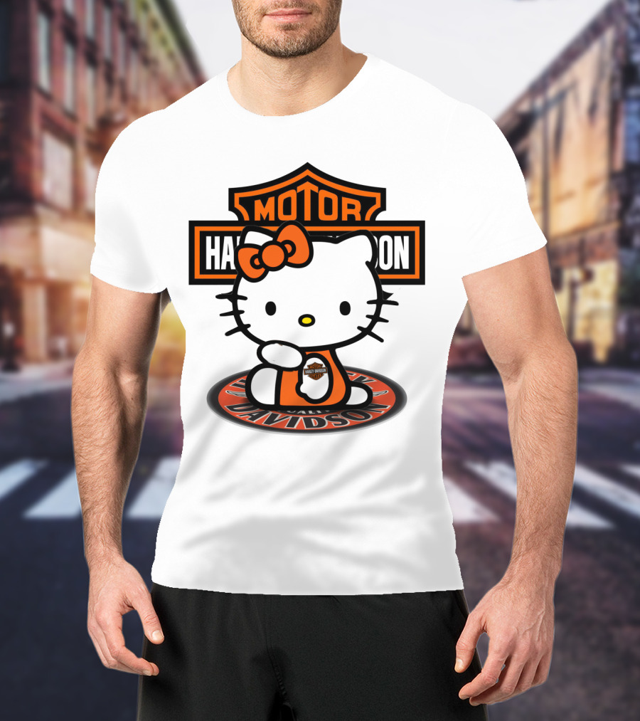 Harley Davidson Hello Kitty Motorcycles Logo Collaboration T-Shirt