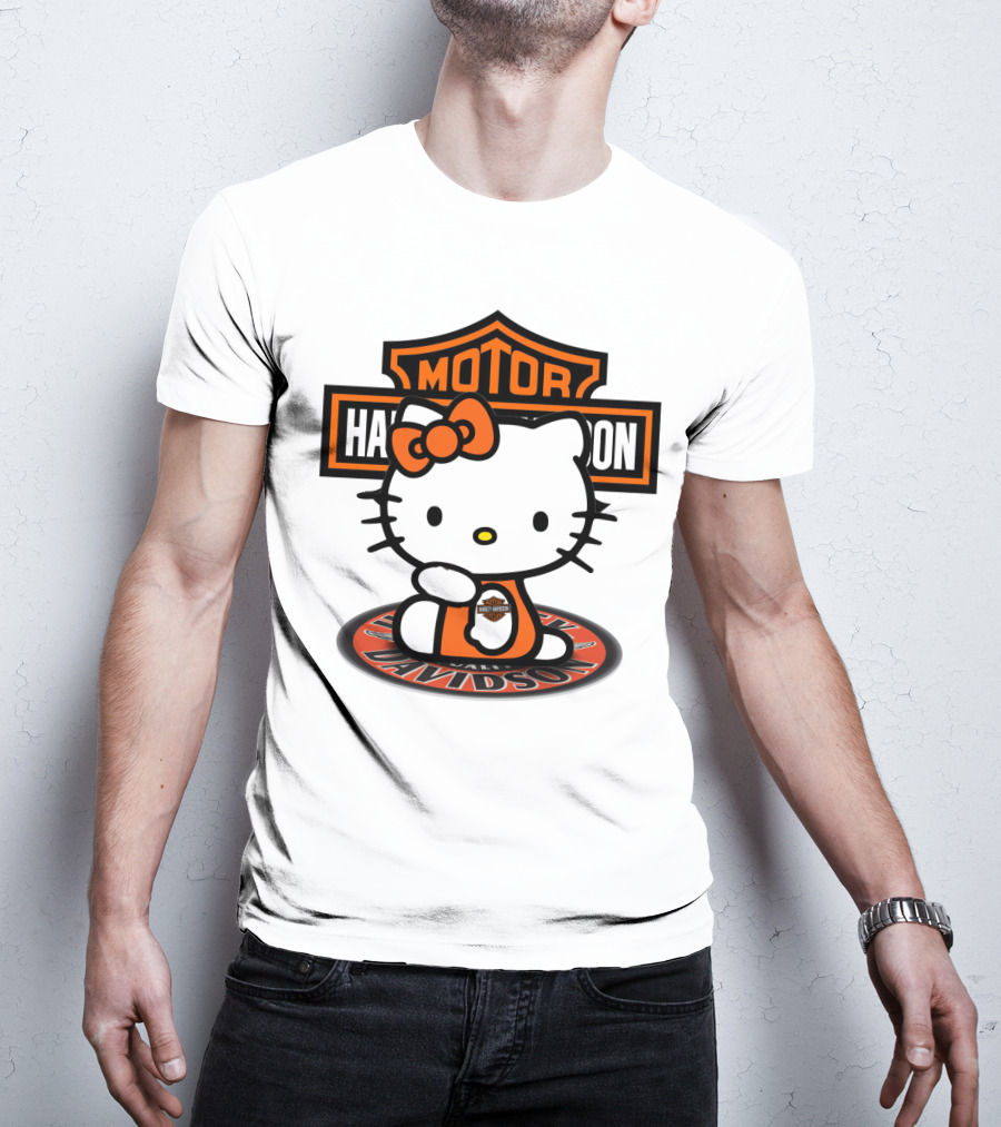 Harley Davidson Hello Kitty Motorcycles Logo Collaboration T-Shirt