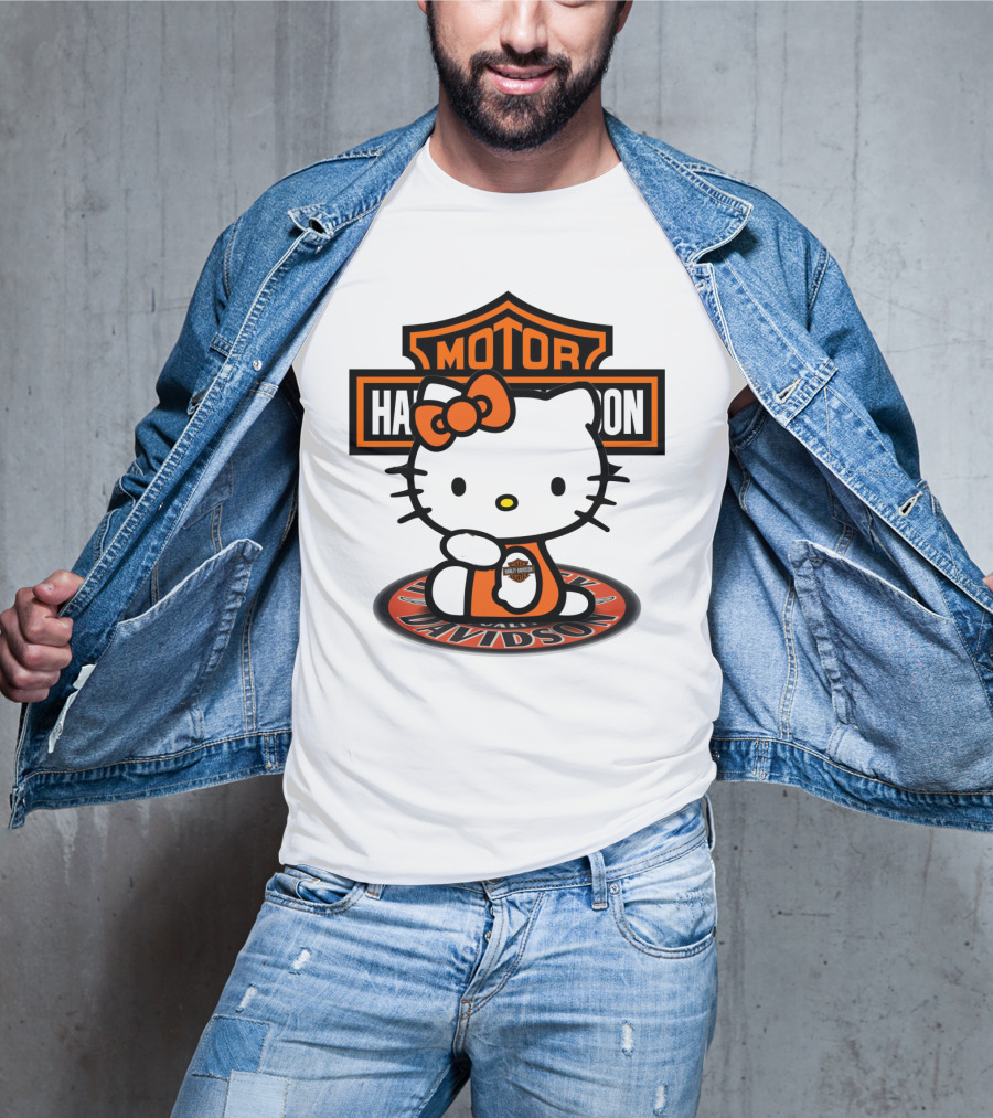 Harley Davidson Hello Kitty Motorcycles Logo Collaboration T-Shirt