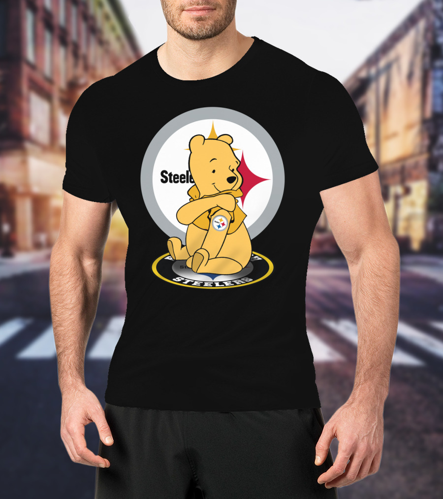 Pooh Steelers Logo Embrace With Iconic Football T-Shirt