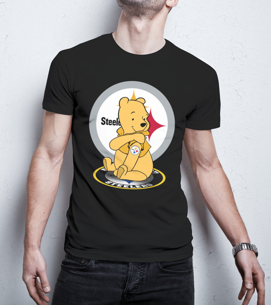 Pooh Steelers Logo Embrace With Iconic Football T-Shirt