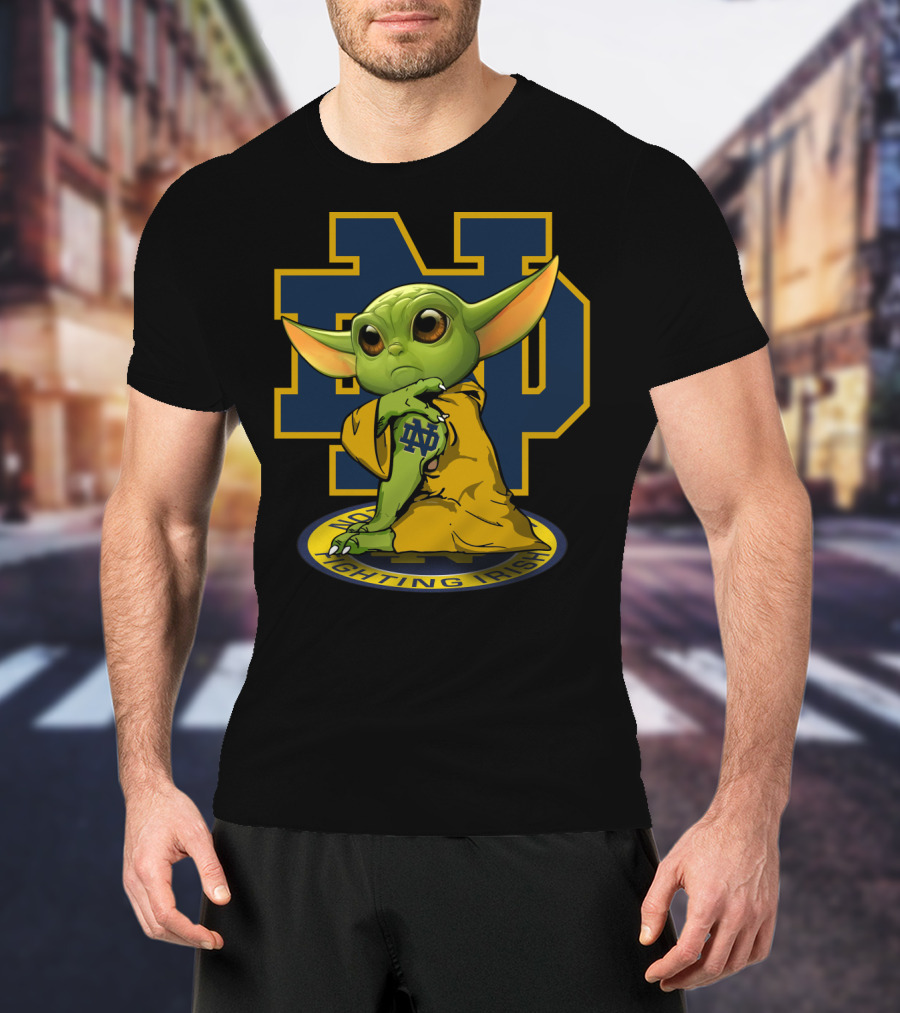 Notre Dame Fighting Irish Yoda ND Logo Football Fan T-Shirt
