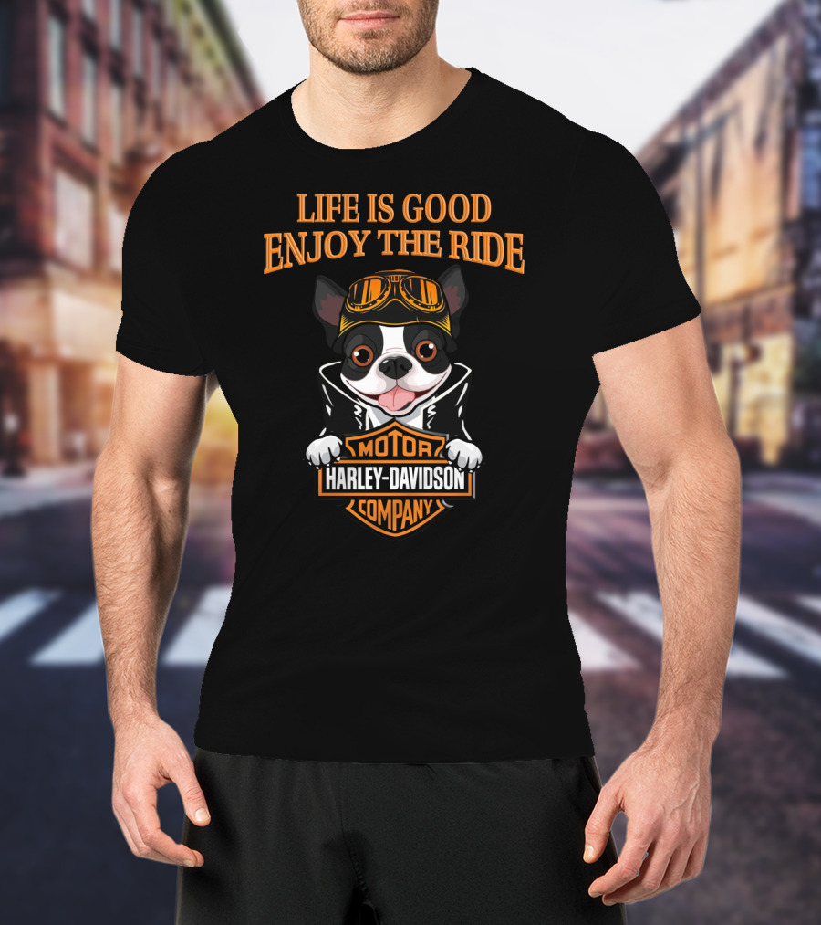 Life Is Good Enjoy The Ride Motor Harley Davidson Company Boston T-Shirt