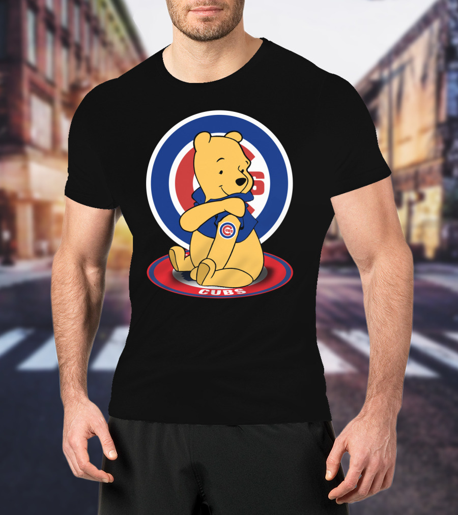 Winnie The Pooh Cubs Logo Baseball Fan Crossover T-Shirt