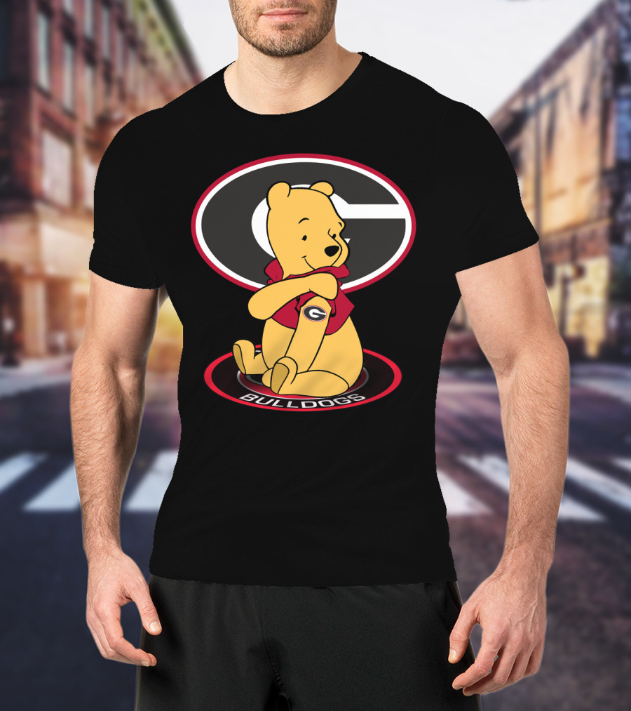 Winnie Pooh Georgia Bulldogs Fan With Logo And Jacket T-Shirt