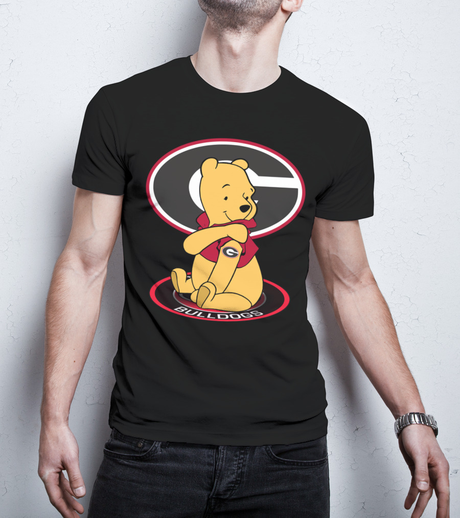 Winnie Pooh Georgia Bulldogs Fan With Logo And Jacket T-Shirt
