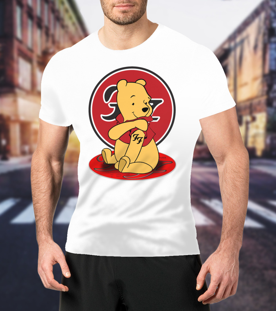 Pooh Bear Foo Fighters Logo Crossover T-Shirt