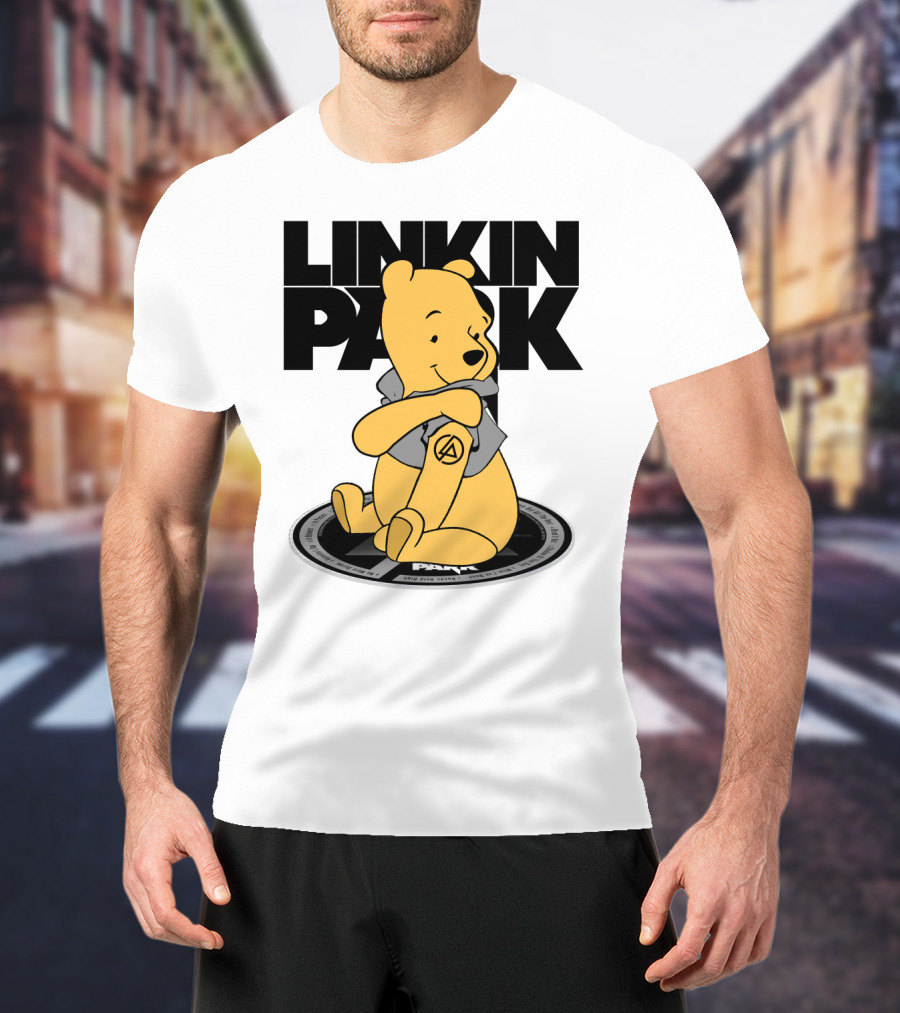 Linkin Park Pooh Bear Cuddling With Iconic T-Shirt