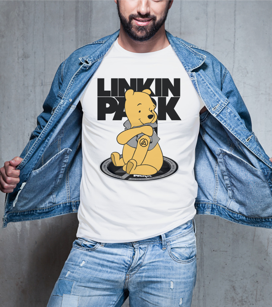Linkin Park Pooh Bear Cuddling With Iconic T-Shirt
