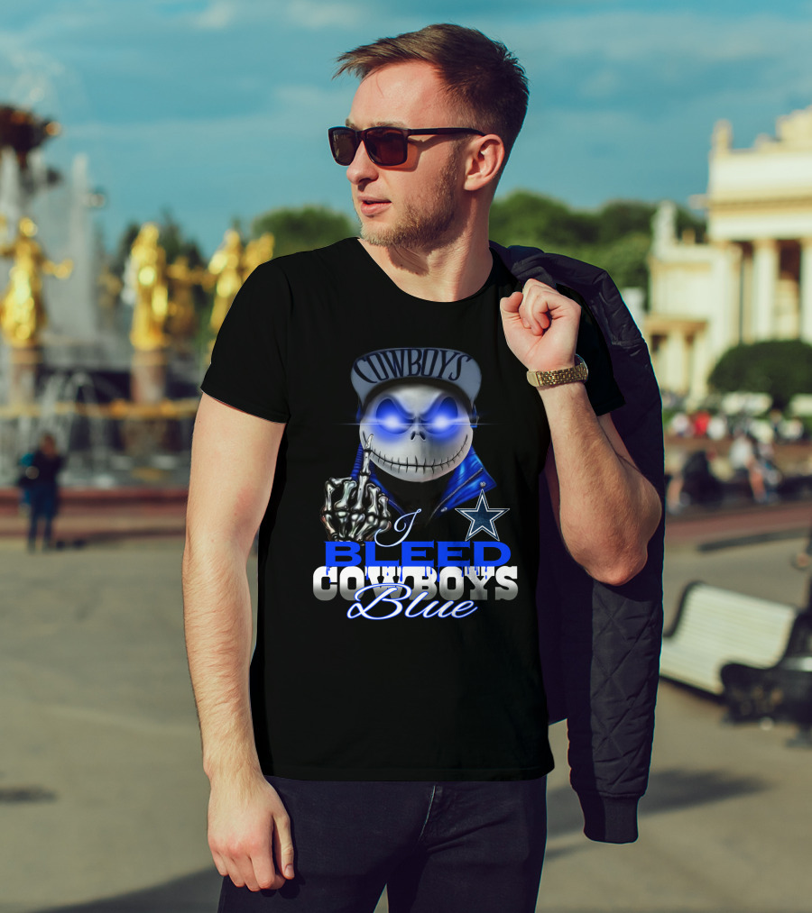 I Bleed Cowboys Blue Jack Skellington T-Shirt