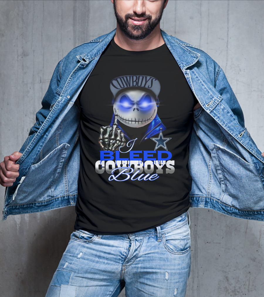 I Bleed Cowboys Blue Jack Skellington T-Shirt